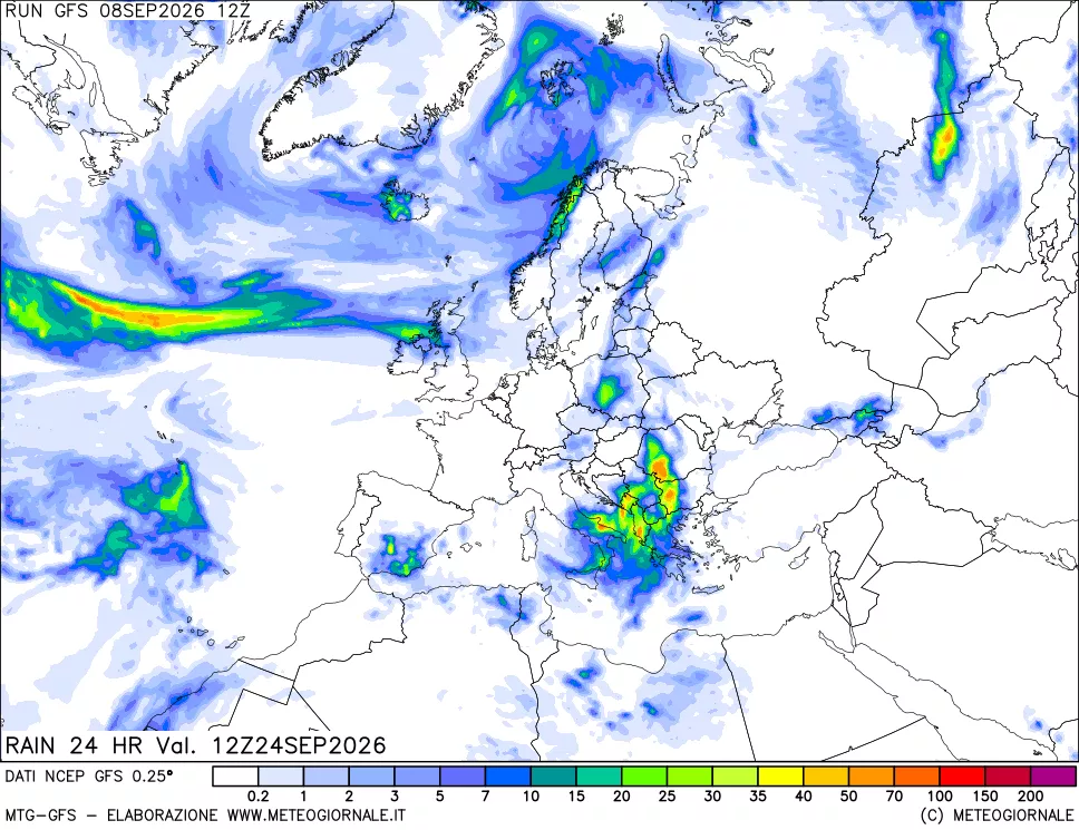 mappa Precipitazioni 24 ore precedenti