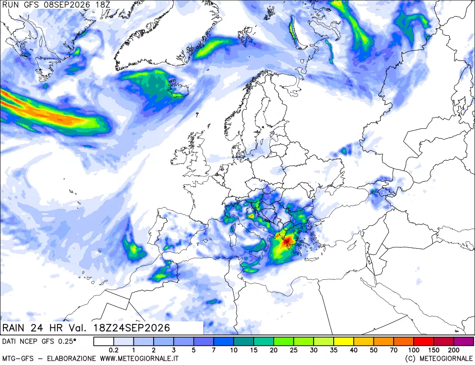 mappa Precipitazioni 24 ore precedenti
