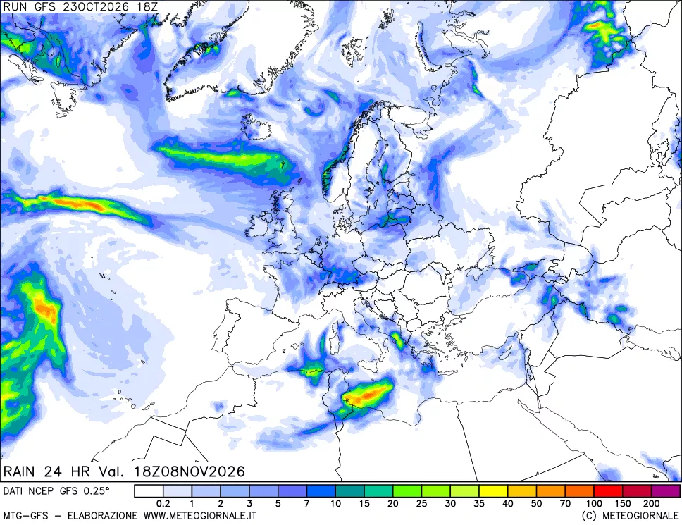 mappa Precipitazioni 24 ore precedenti