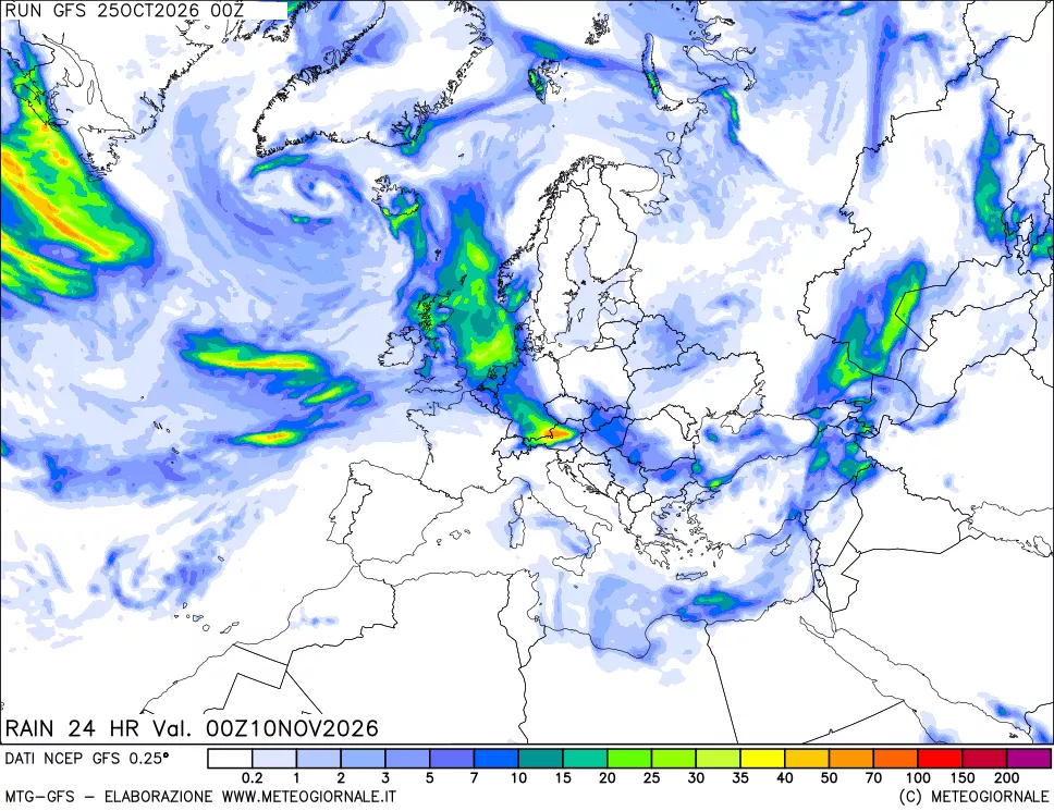 mappa Precipitazioni 24 ore precedenti