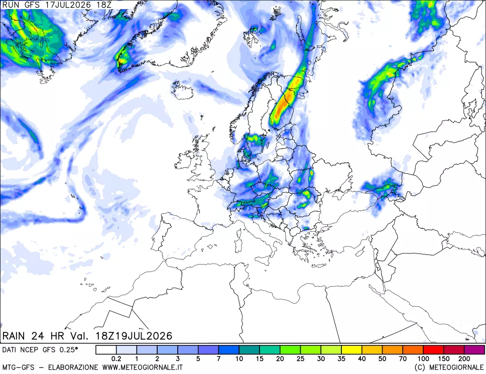 mappa Precipitazioni 24 ore precedenti