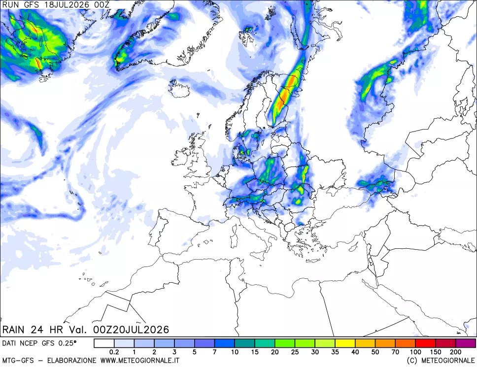 mappa Precipitazioni 24 ore precedenti