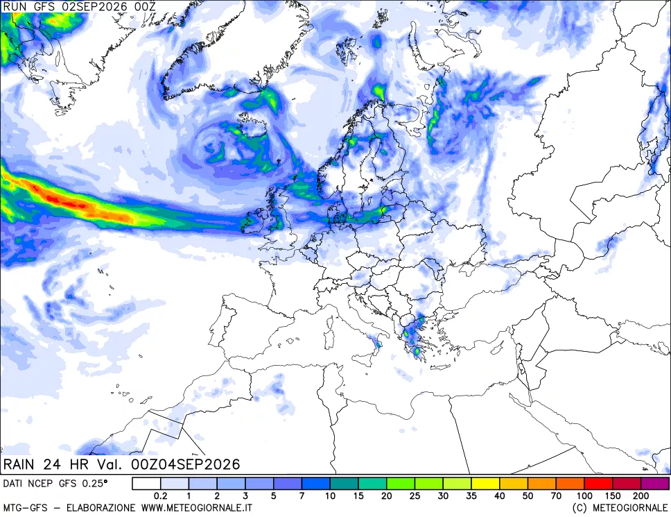 mappa Precipitazioni 24 ore precedenti