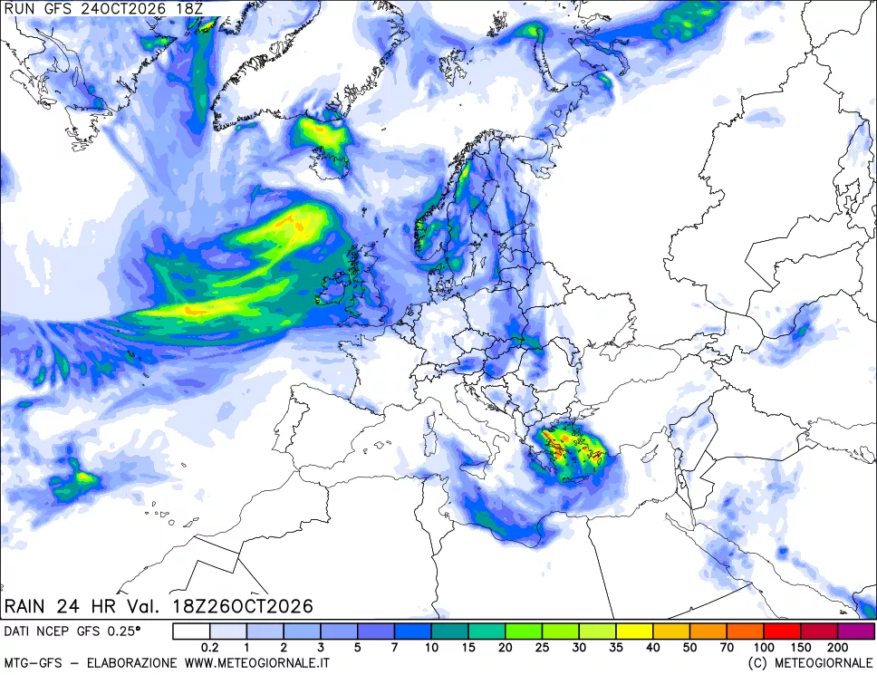 mappa Precipitazioni 24 ore precedenti