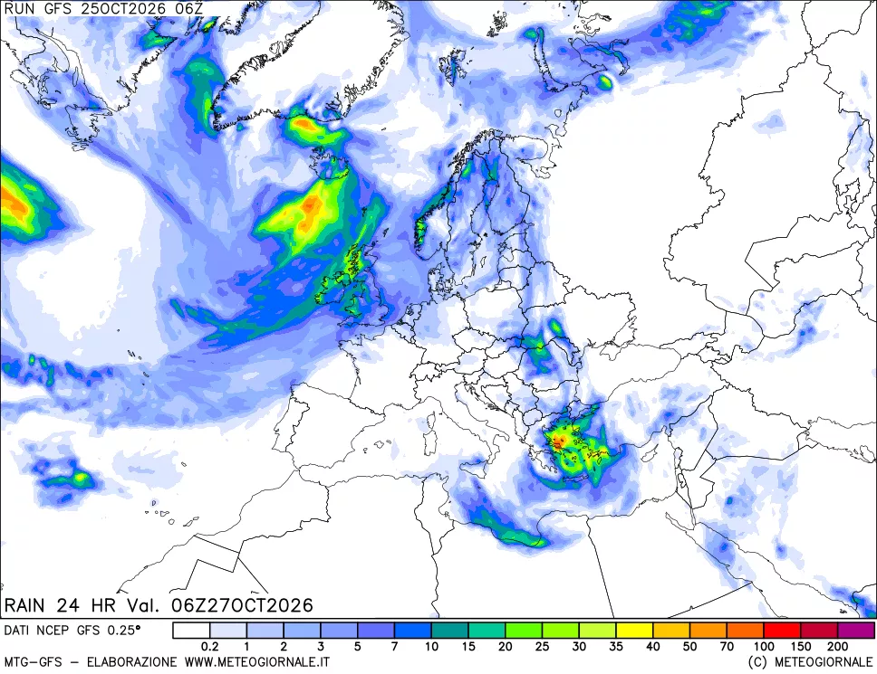 mappa Precipitazioni 24 ore precedenti