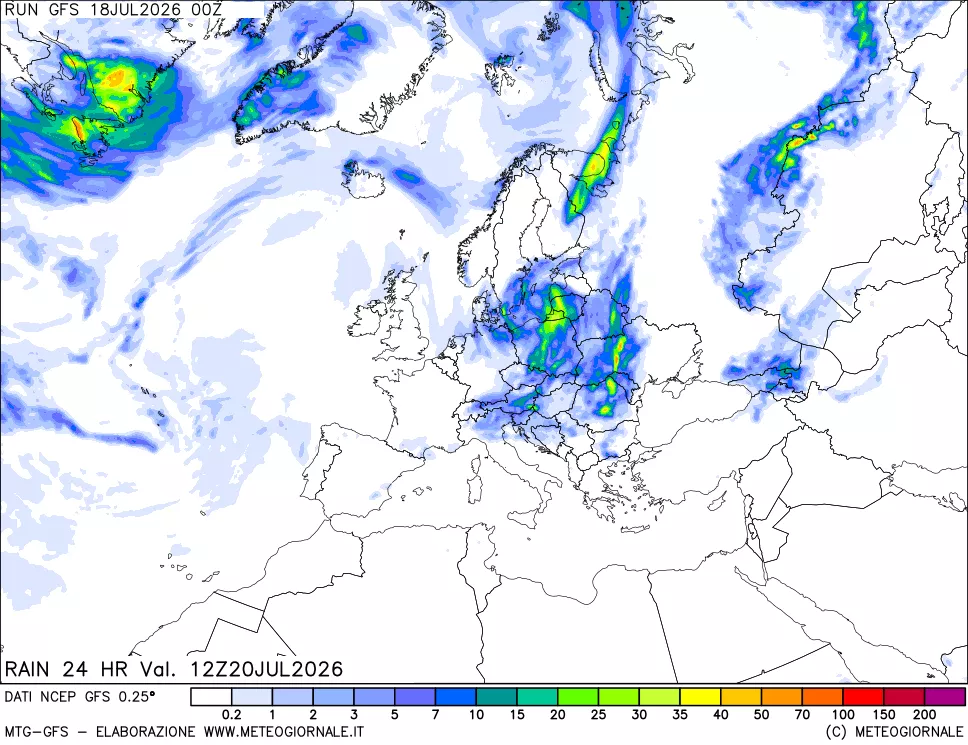 mappa Precipitazioni 24 ore precedenti