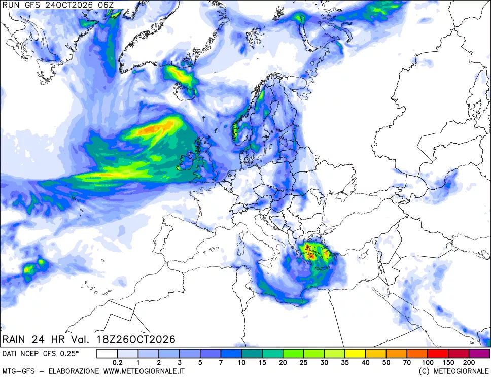 mappa Precipitazioni 24 ore precedenti