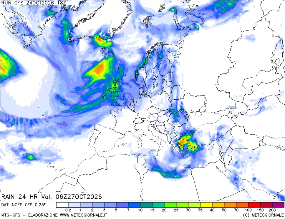 mappa Precipitazioni 24 ore precedenti