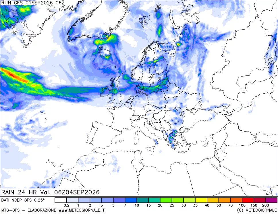 mappa Precipitazioni 24 ore precedenti