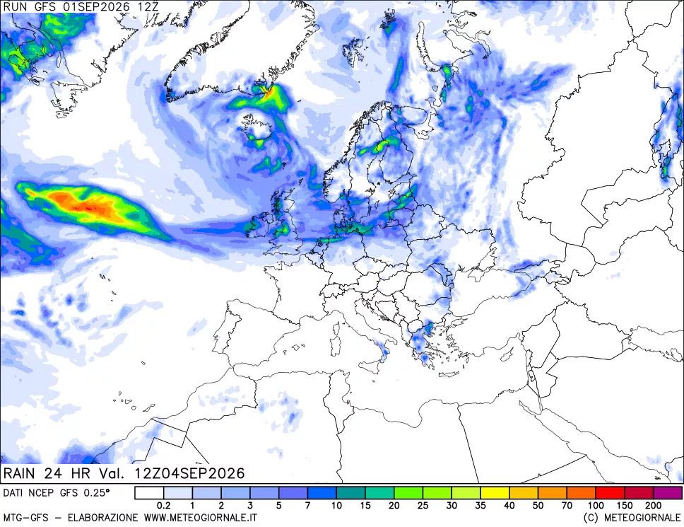 mappa Precipitazioni 24 ore precedenti