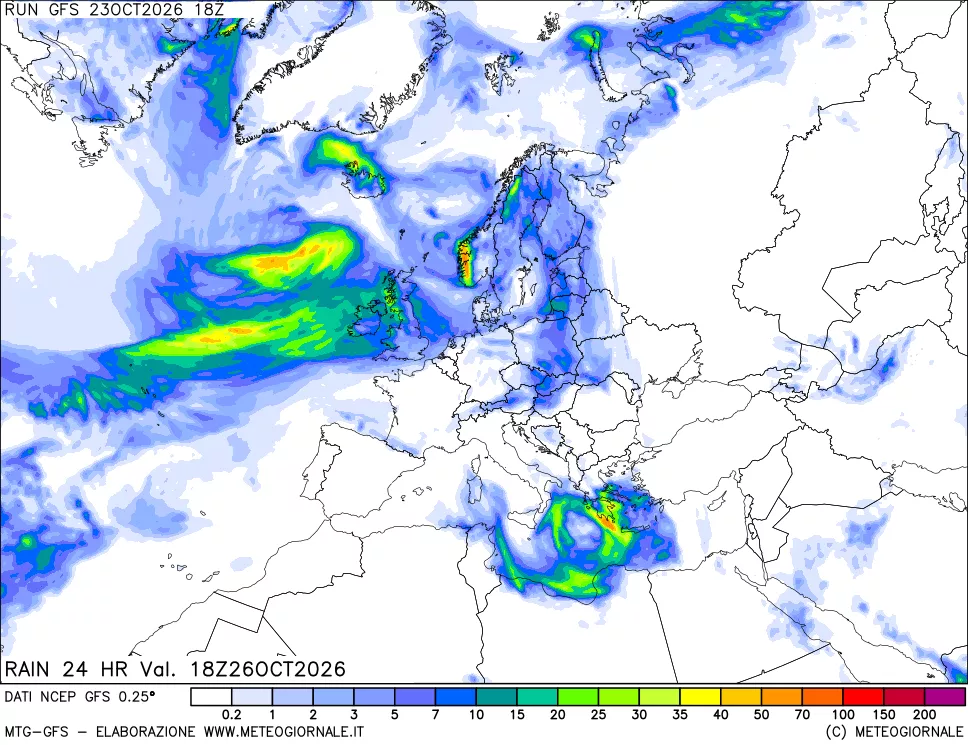 mappa Precipitazioni 24 ore precedenti