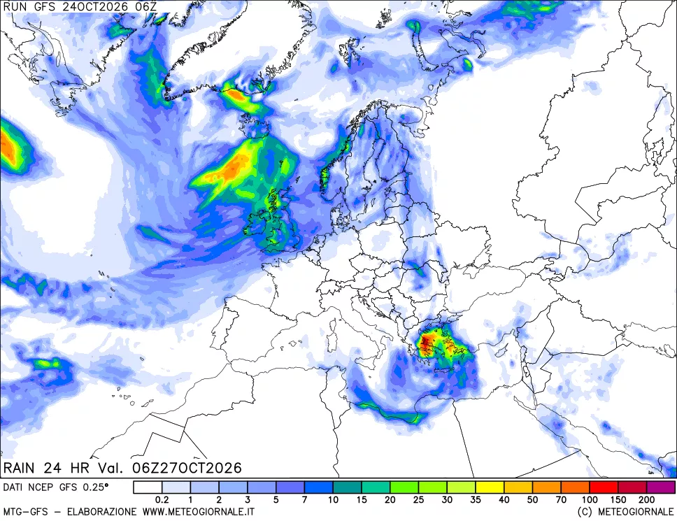 mappa Precipitazioni 24 ore precedenti