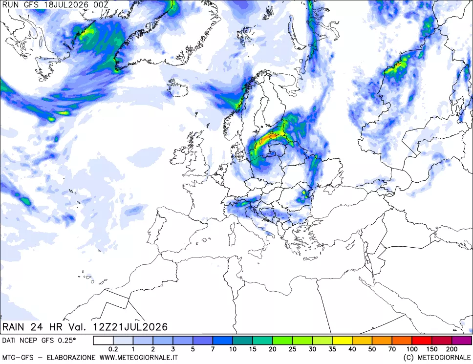 mappa Precipitazioni 24 ore precedenti