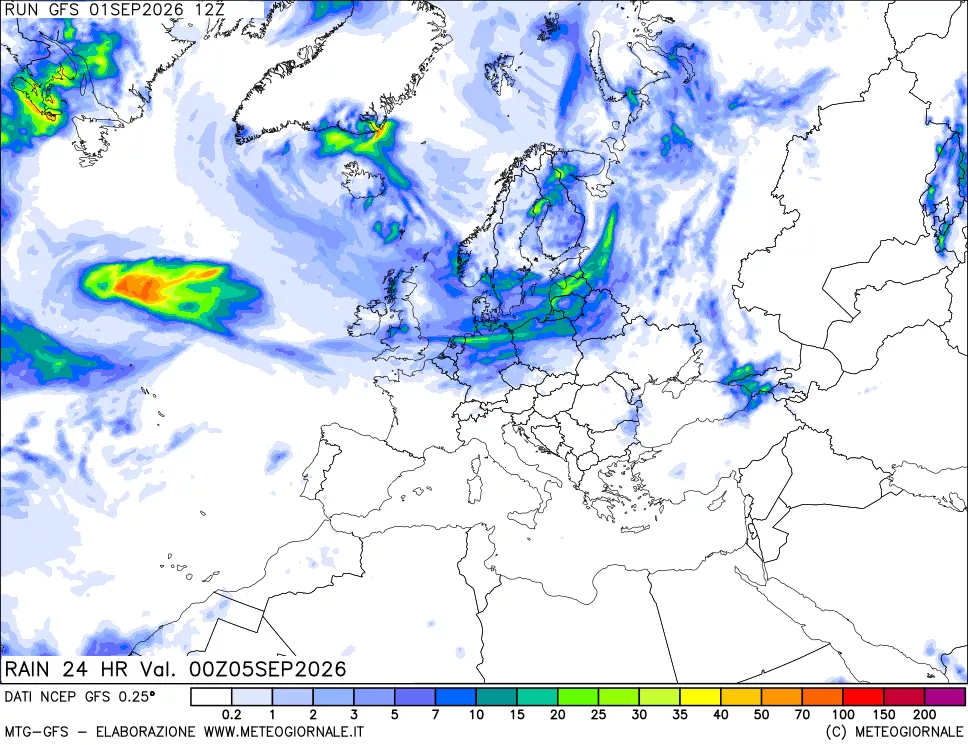 mappa Precipitazioni 24 ore precedenti