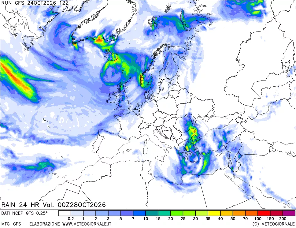 mappa Precipitazioni 24 ore precedenti