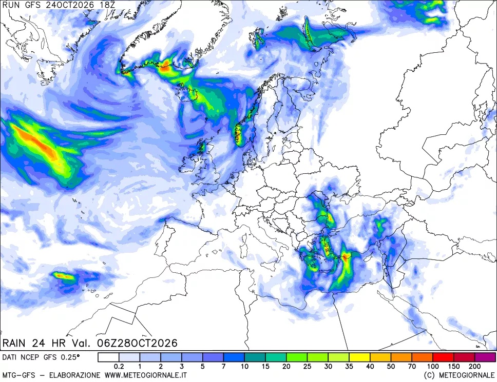 mappa Precipitazioni 24 ore precedenti
