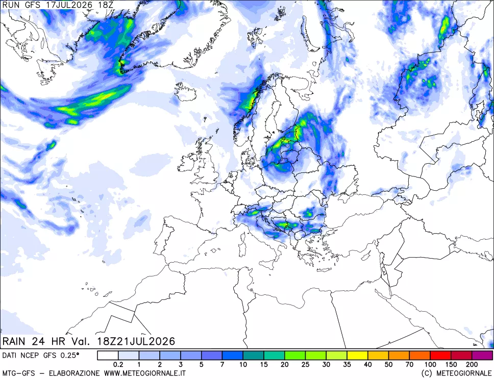 mappa Precipitazioni 24 ore precedenti