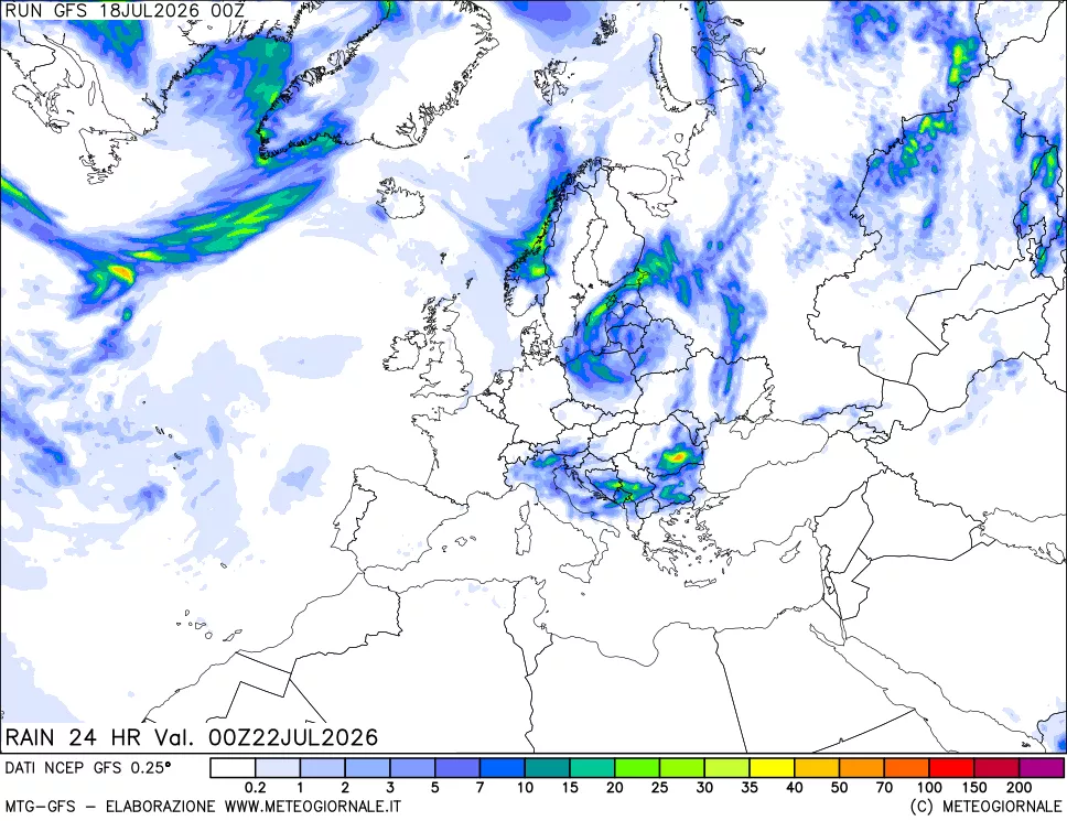 mappa Precipitazioni 24 ore precedenti
