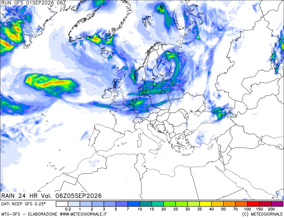 mappa Precipitazioni 24 ore precedenti