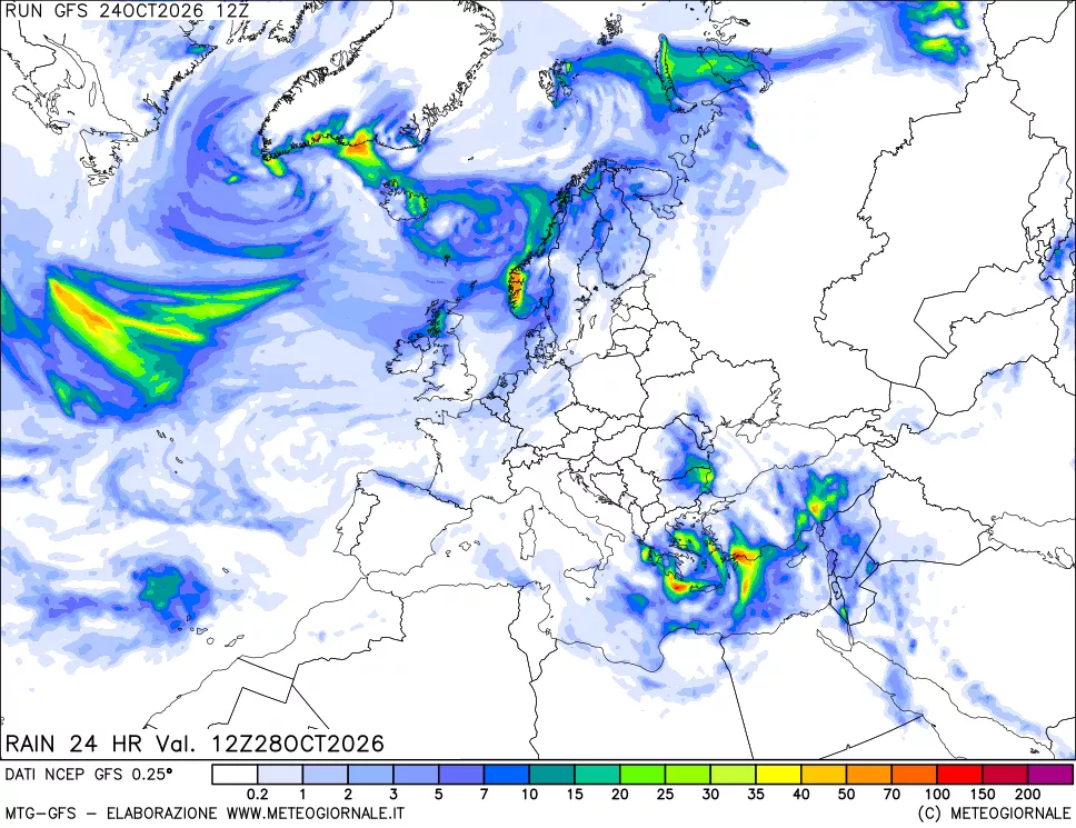 mappa Precipitazioni 24 ore precedenti