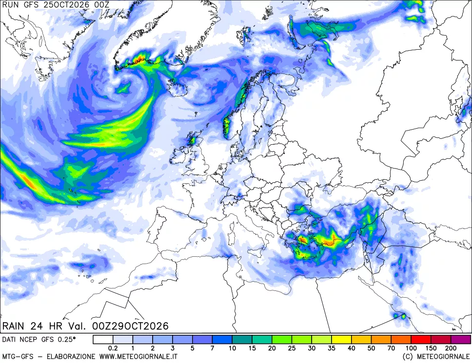 mappa Precipitazioni 24 ore precedenti