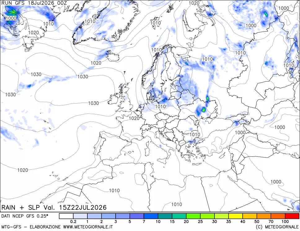 mappa Precipitazioni e pressione SLM