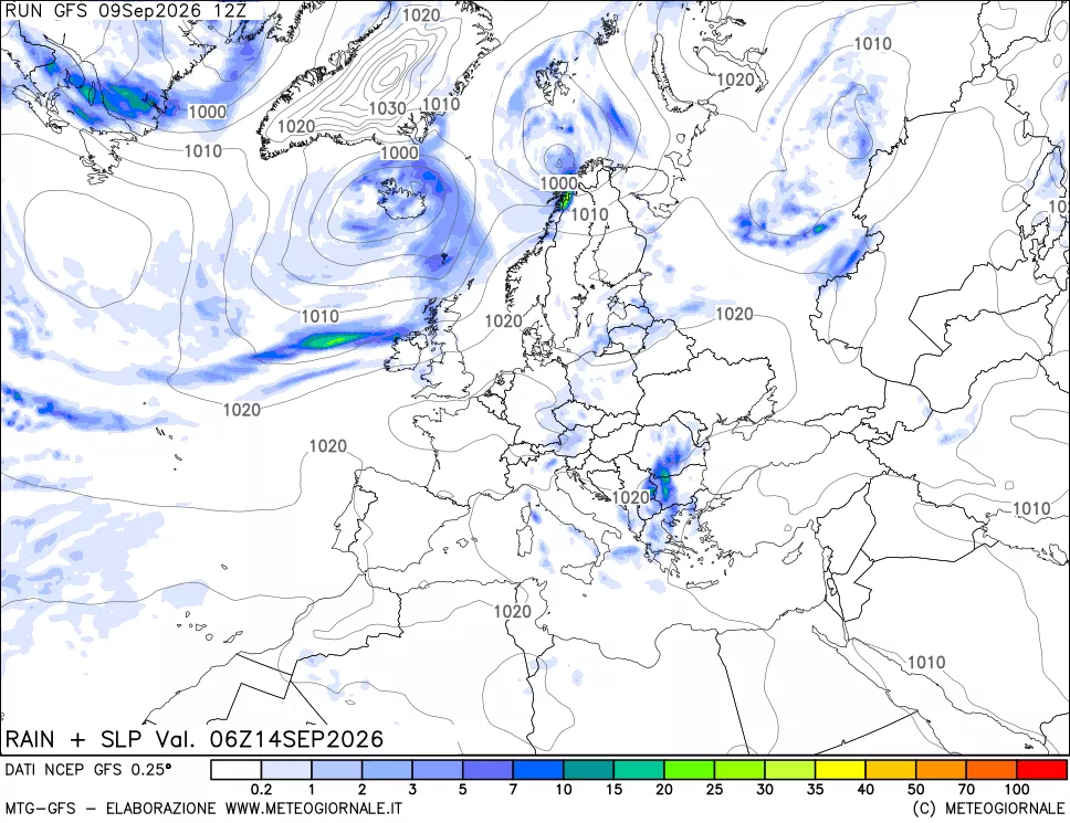 mappa Precipitazioni e pressione SLM
