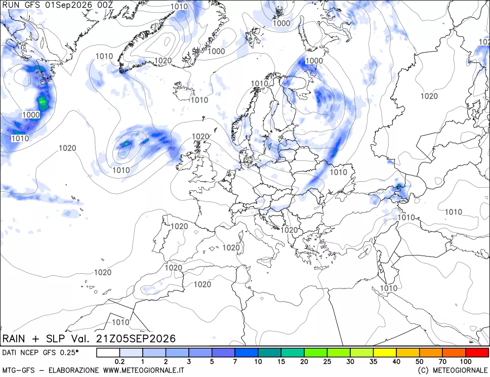 mappa Precipitazioni e pressione SLM