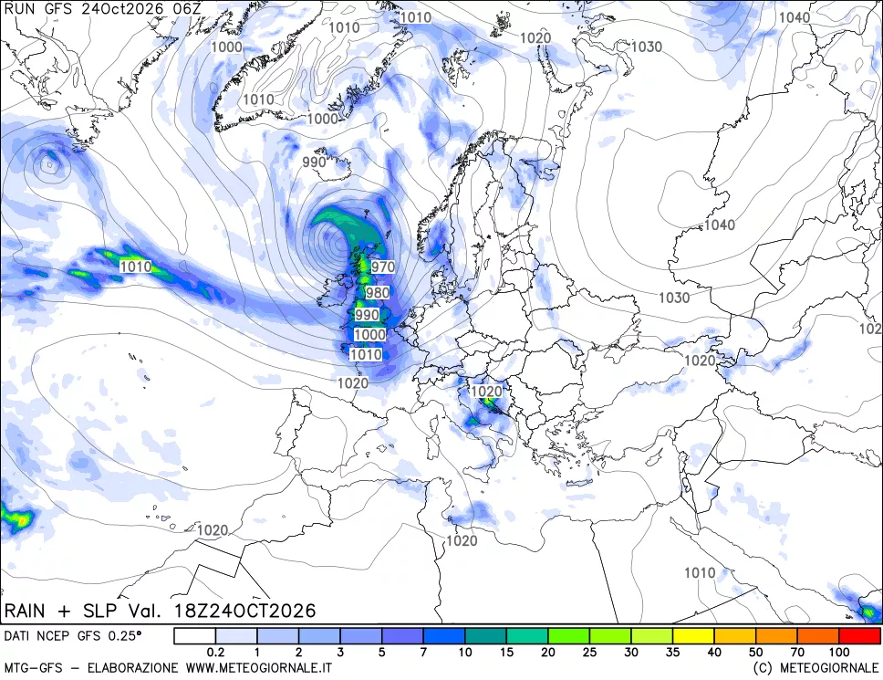 mappa Precipitazioni e pressione SLM