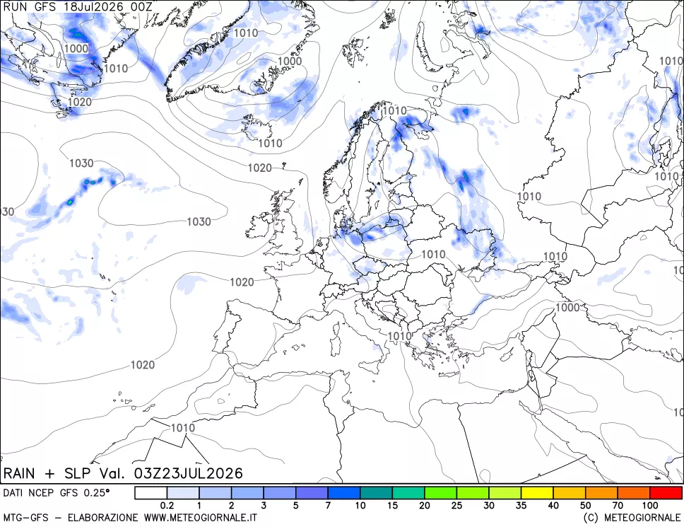 mappa Precipitazioni e pressione SLM