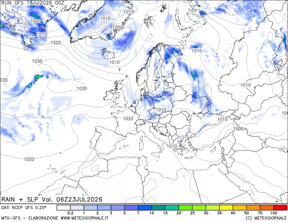 mappa Precipitazioni e pressione SLM