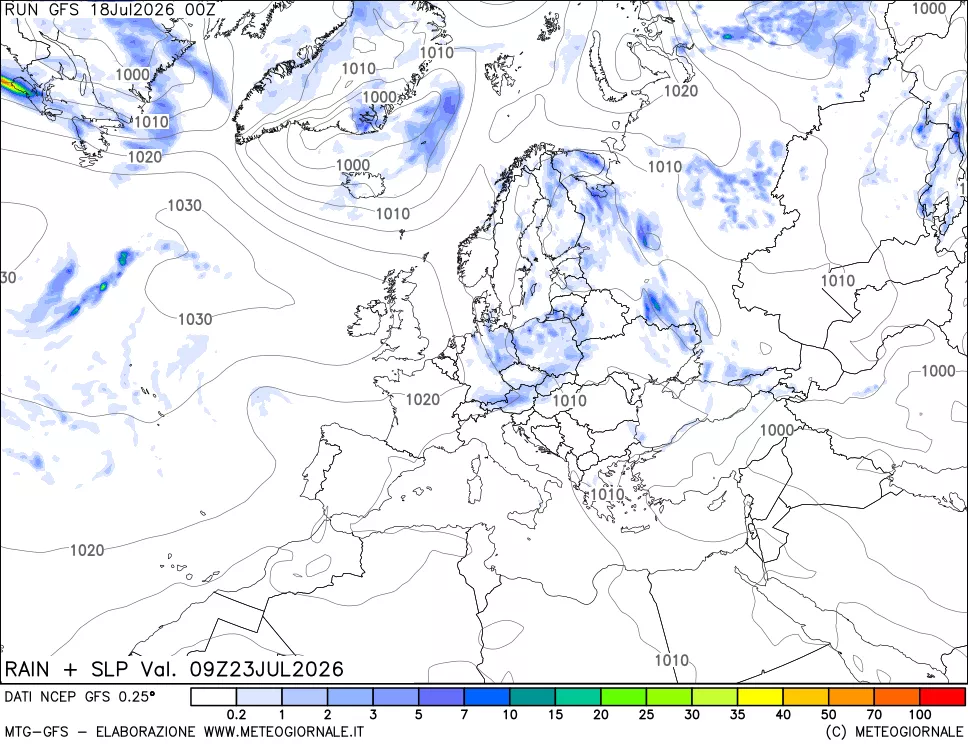 mappa Precipitazioni e pressione SLM