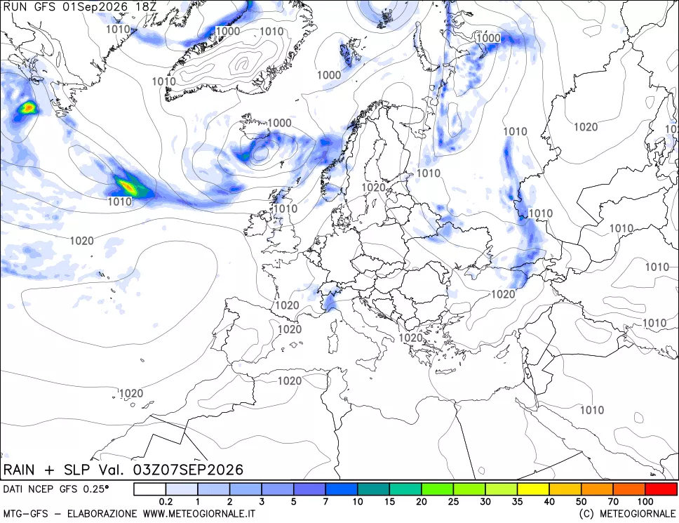 mappa Precipitazioni e pressione SLM