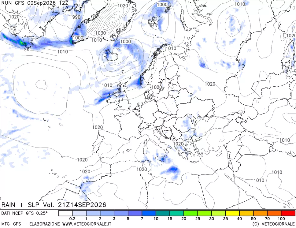mappa Precipitazioni e pressione SLM