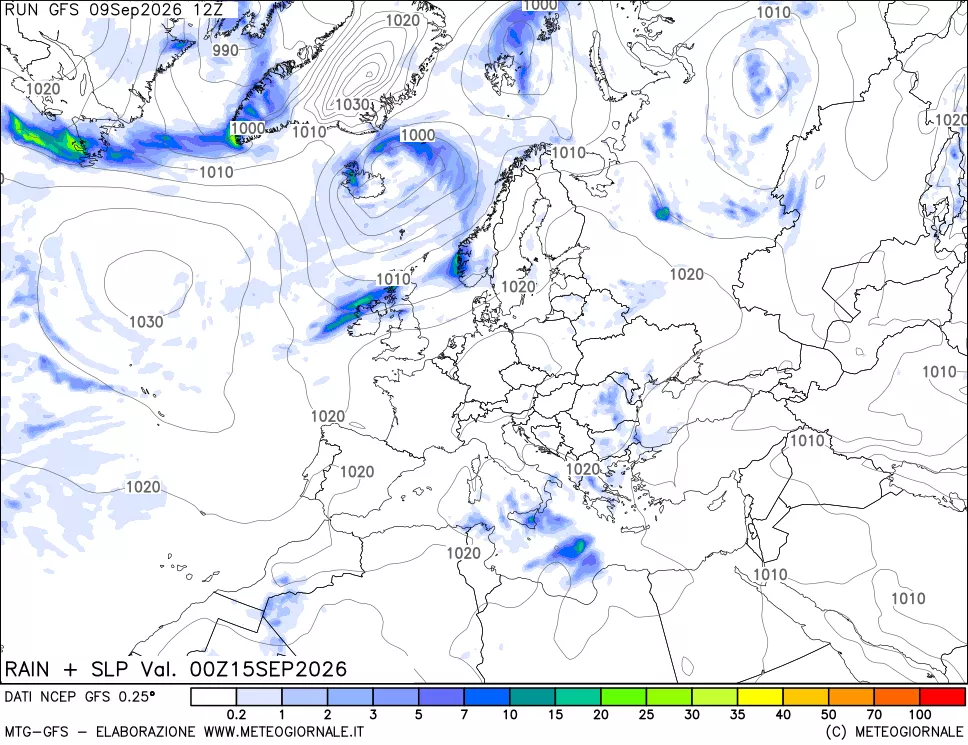 mappa Precipitazioni e pressione SLM