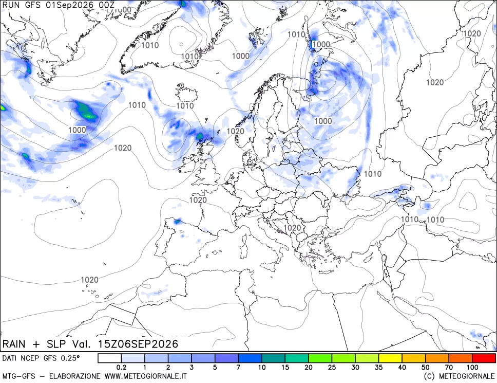 mappa Precipitazioni e pressione SLM