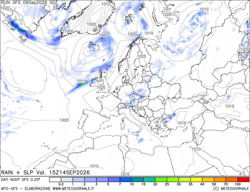 mappa Precipitazioni e pressione SLM