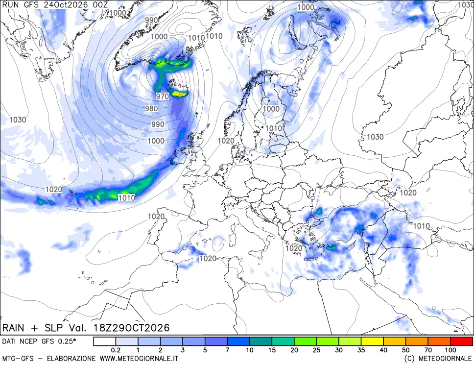 mappa Precipitazioni e pressione SLM