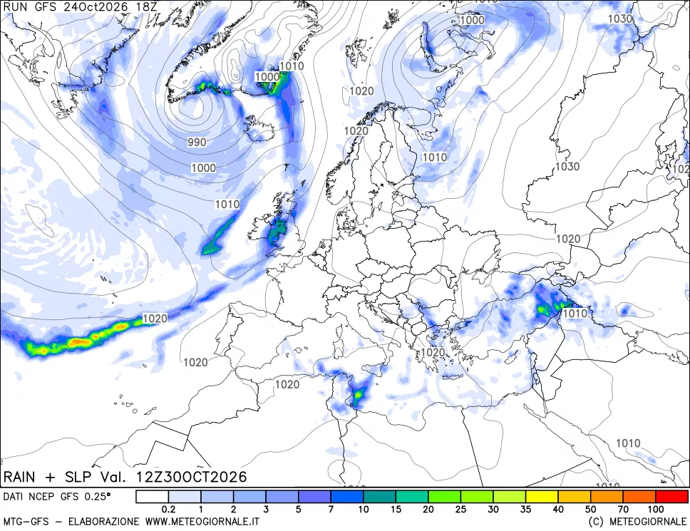 mappa Precipitazioni e pressione SLM