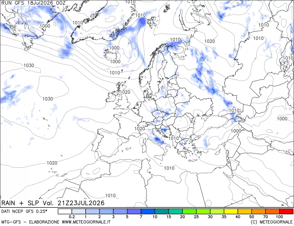 mappa Precipitazioni e pressione SLM