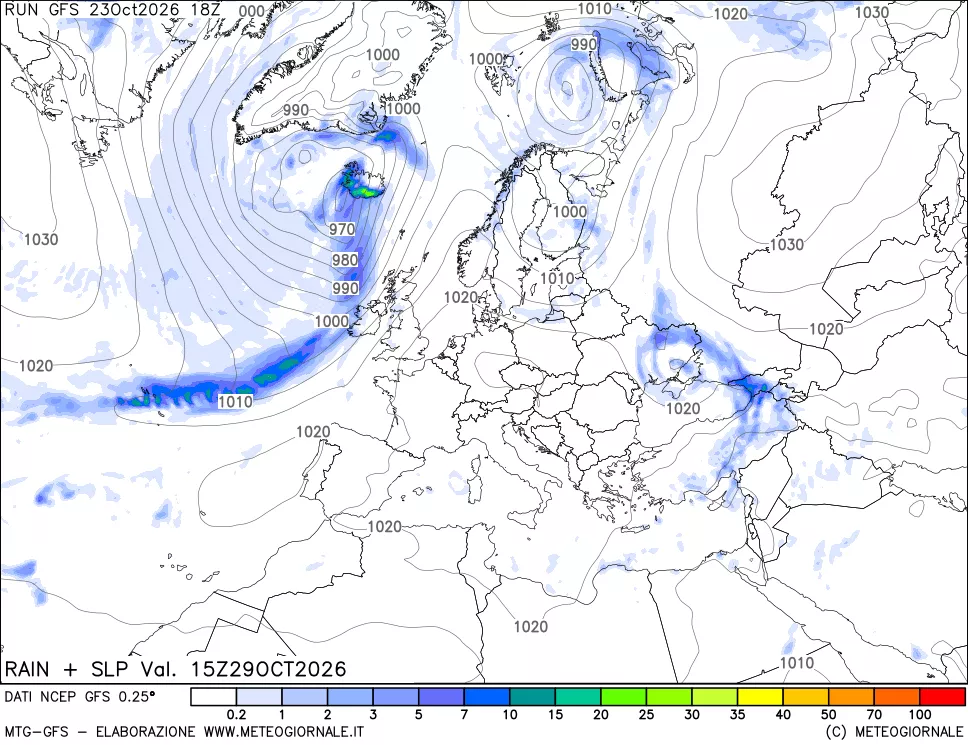 mappa Precipitazioni e pressione SLM