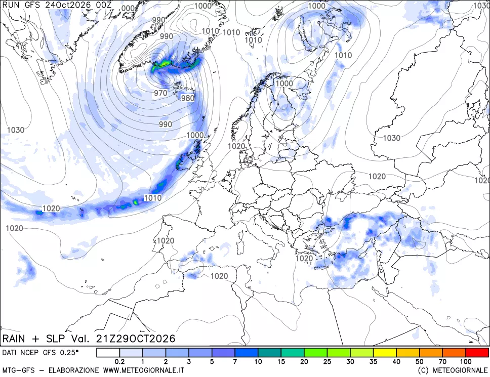 mappa Precipitazioni e pressione SLM