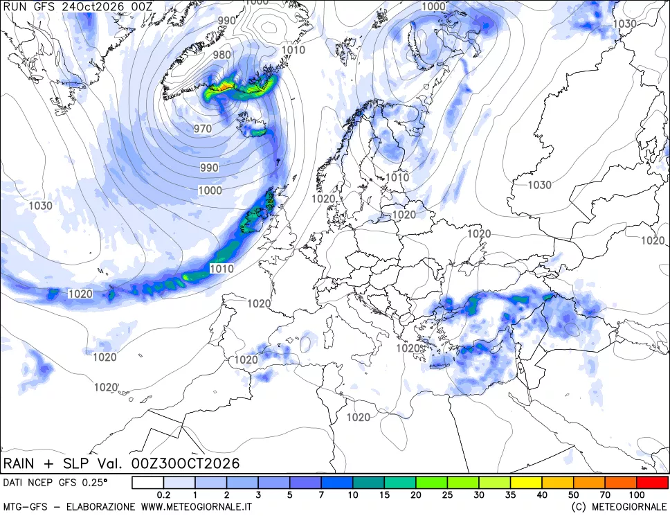 mappa Precipitazioni e pressione SLM