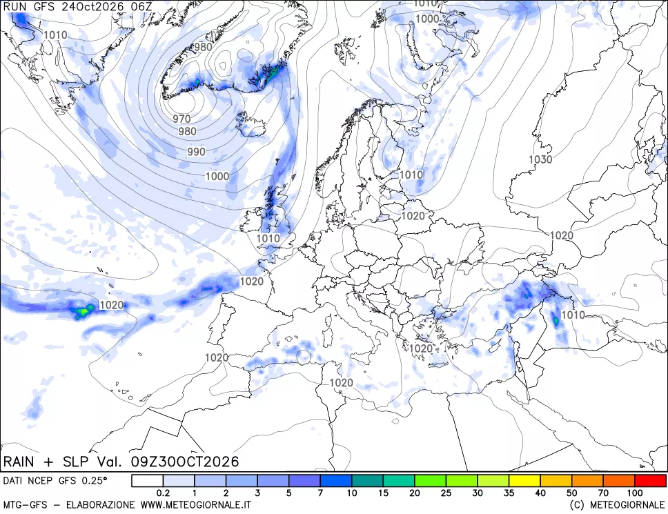 mappa Precipitazioni e pressione SLM
