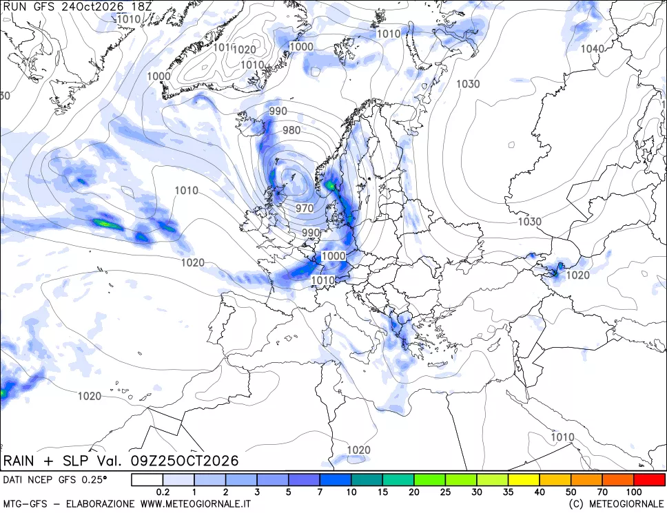 mappa Precipitazioni e pressione SLM