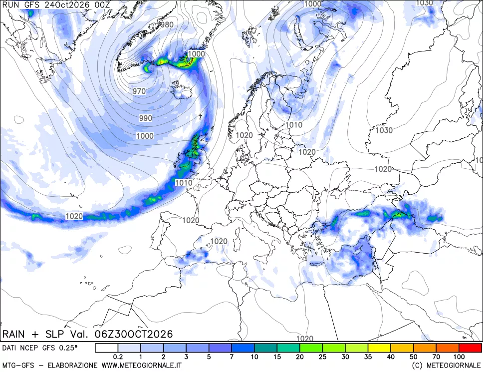 mappa Precipitazioni e pressione SLM