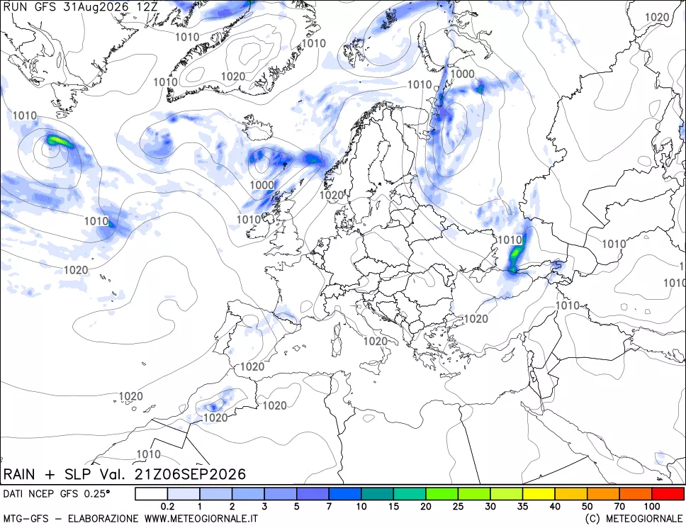 mappa Precipitazioni e pressione SLM