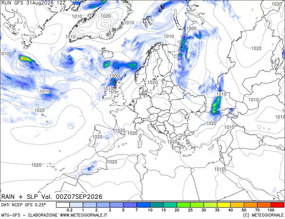 mappa Precipitazioni e pressione SLM