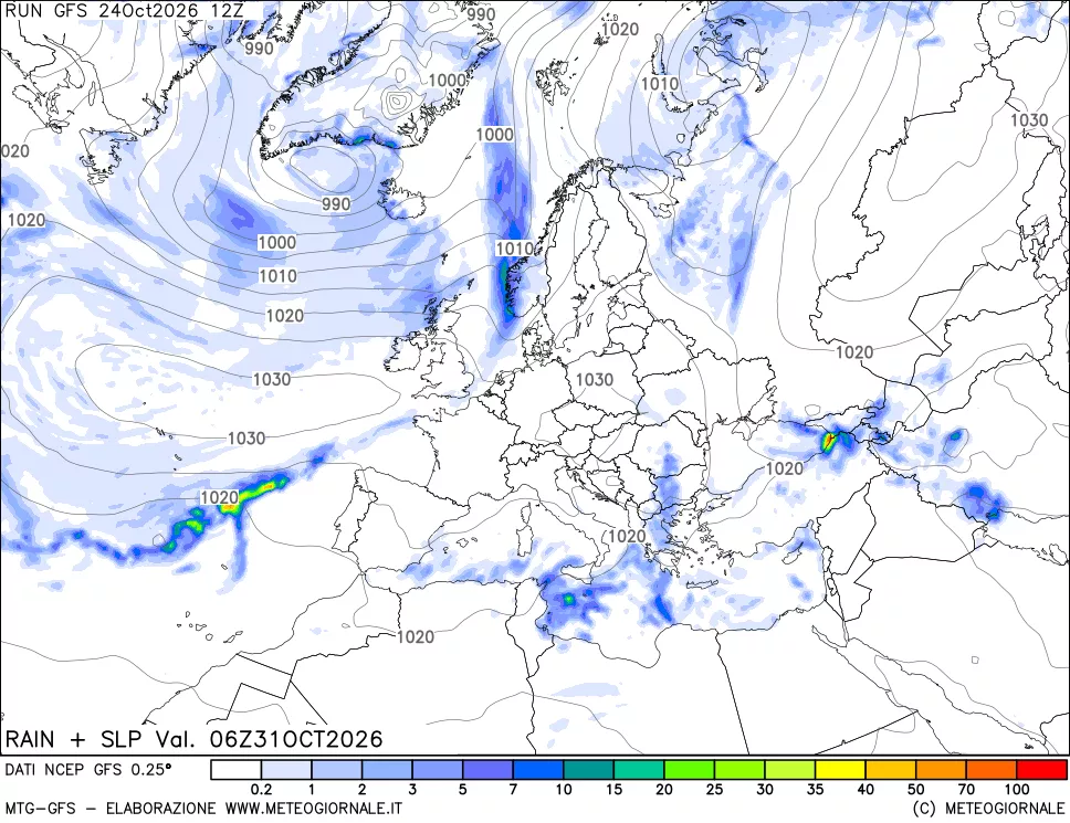 mappa Precipitazioni e pressione SLM