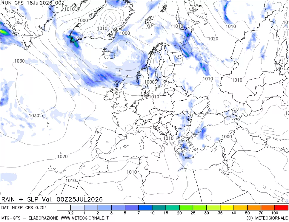 mappa Precipitazioni e pressione SLM